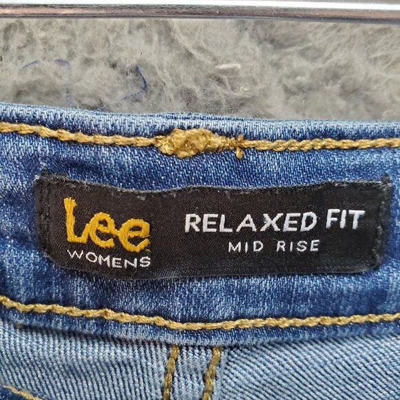 Lee Jeans Womens 20W Blue Relaxed Fit Mid Rise Denim Capris - Picture 2 of 9